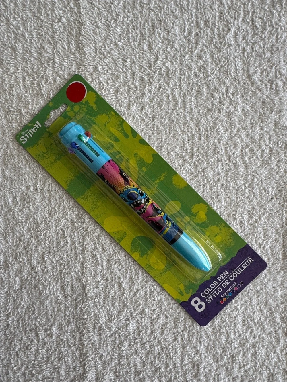 Disney Stitch 8-Color Multi Pen - Light Blue with Pink Accent